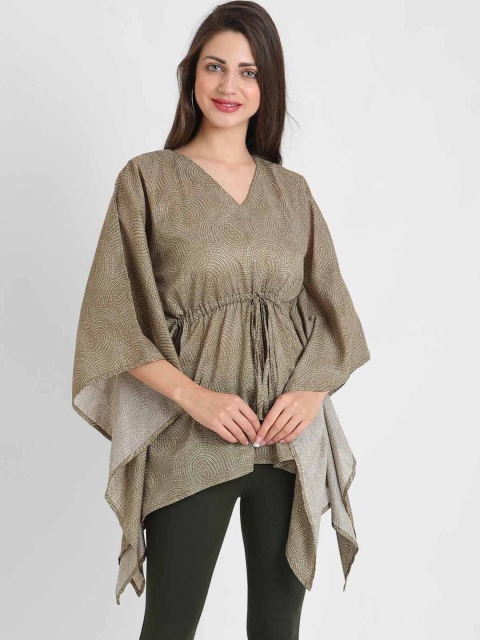 

KOOCHI POOCHI Women Brown Pure Cotton Kaftan Top