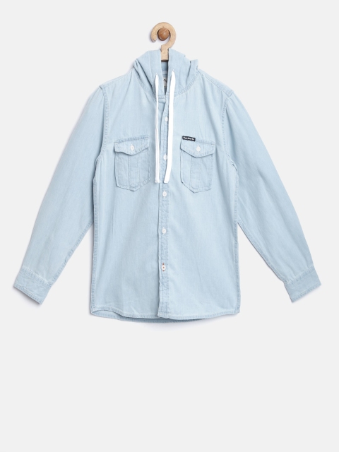 

Pepe Jeans Boys Blue Solid Hooded Shirt