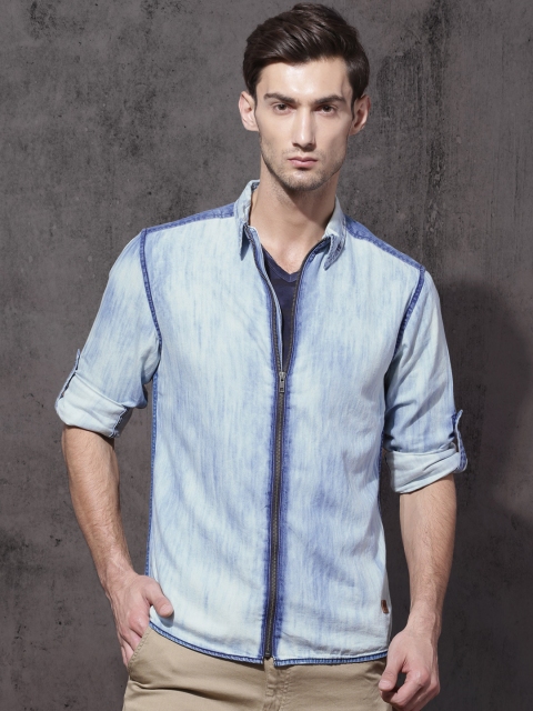 

Roadster Men Blue Slim Fit Faded Casual Shirt