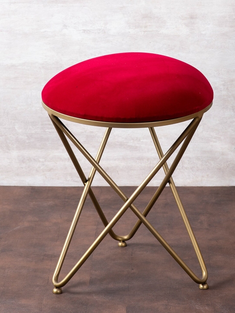 

nestroots Set of 2 Gold-Toned & Red Solid Metal Ottoman