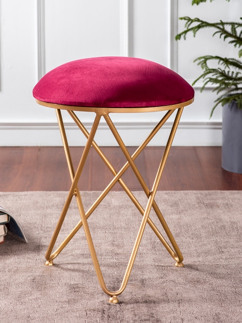 

nestroots Gold-Toned & Red Solid Metal Ottoman