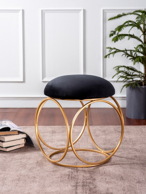 

nestroots Black & Gold Metal Ottomans