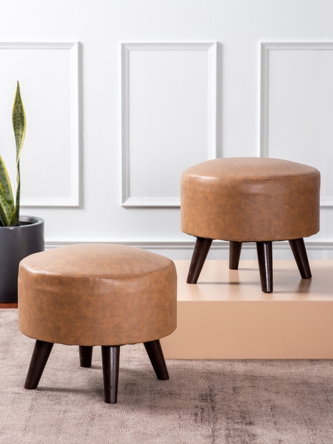 

nestroots Set Of 2 Brown Solid Metal Ottoman