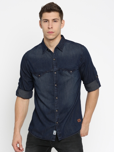 

Roadster Men Blue Regular Fit Faded Casual Shirt