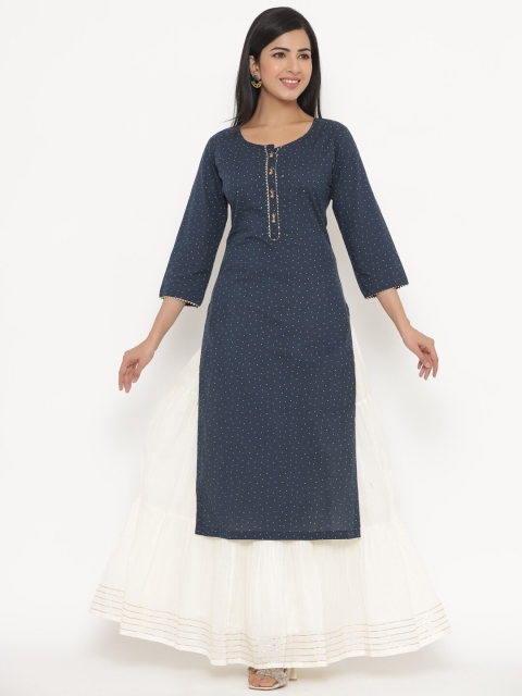 

JAVTA Women Blue Printed Kurta