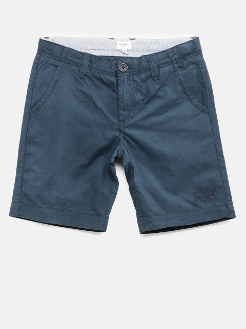 

Pepe Jeans Boys Blue Solid Chino Shorts