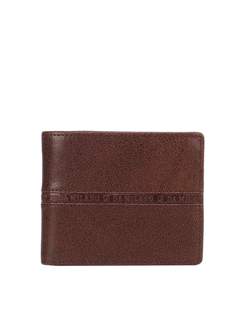 

Da Milano Men Brown Textured Leather Two Fold Wallet