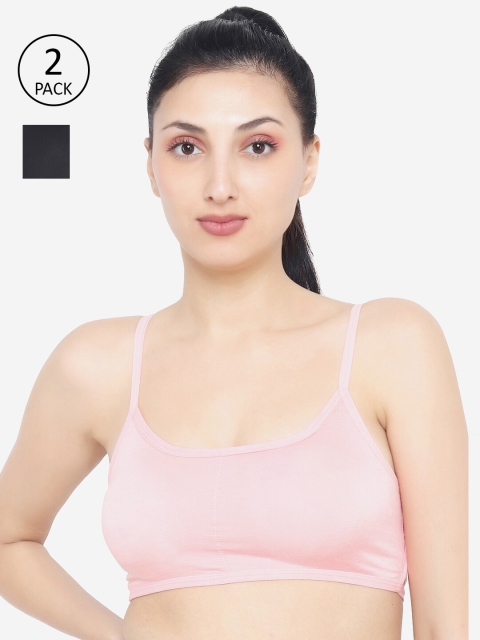 

XOXO Design Pack of 2 Peach-Coloured & Black Sports Bra