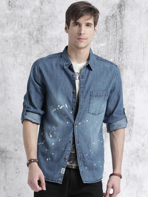 

Roadster Men Blue Faded Casual Shirt
