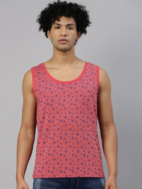 

Kryptic Men Red Printed Cotton Sleeveless T-shirt