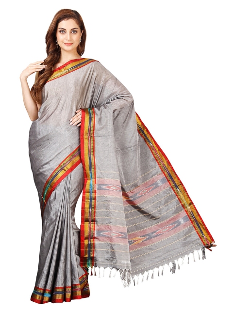 

KALINI Grey & Gold-Toned Zari Pure Cotton Venkatgiri Saree