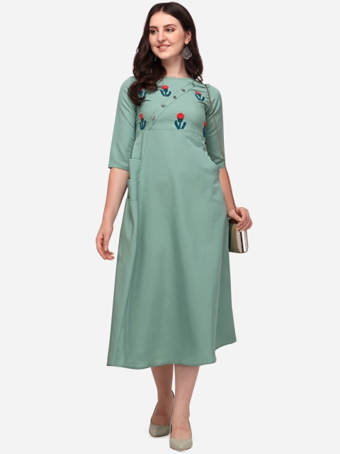 

Sitaram Designer Women Turquoise Blue Embroidered Kurta