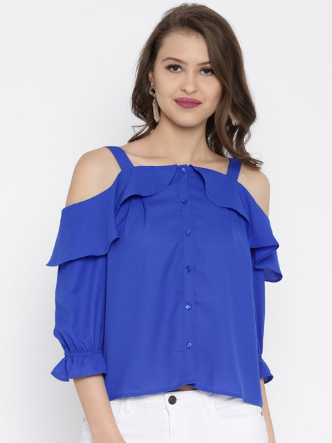 

RARE Blue Cold Shoulder Top