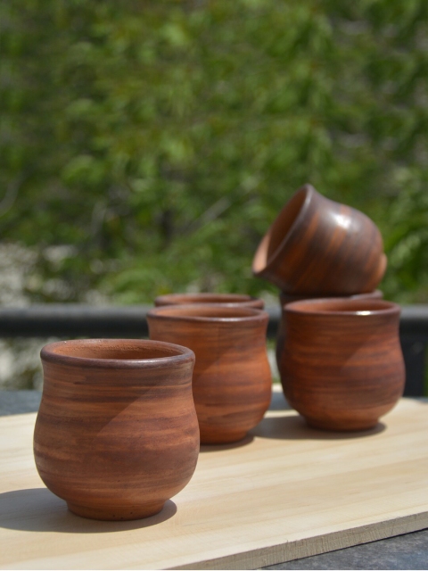 

StyleMyWay Brown Set of 6 Textured Earthen Clay Matte Kulladhs Set of Cups and Mugs