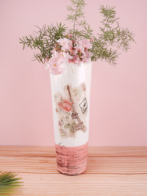 

THE WHITE INK DECOR Multicolor Printed Flower Vase, Multi