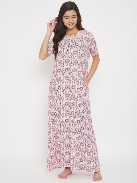 

The Kaftan Company Pink Printed Maxi Nightdress