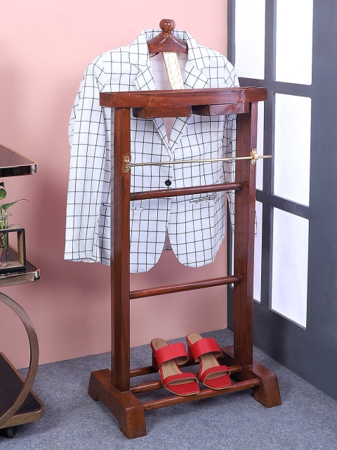 

BEVERLY STUDIO Brown Solid Teak Wooden Coat Stand/Cloth Hanger