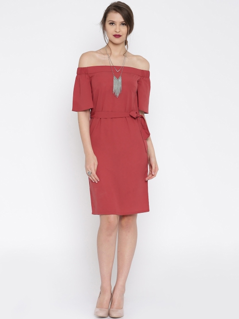 

Besiva Women Rust Red Sheath Dress