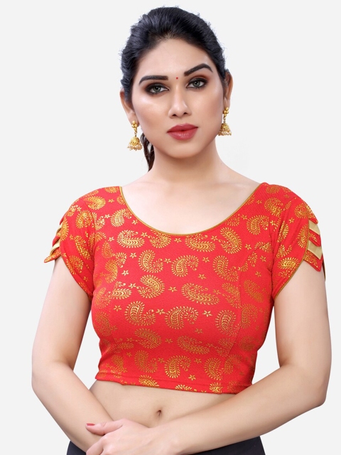 

SIRIL Women Red Foil Printed Saree Blouse