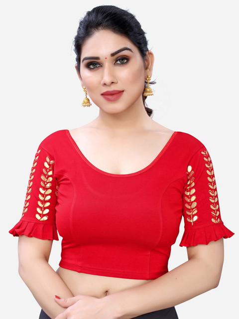 

SIRIL Women Red & Golden Embroidered Saree Blouse