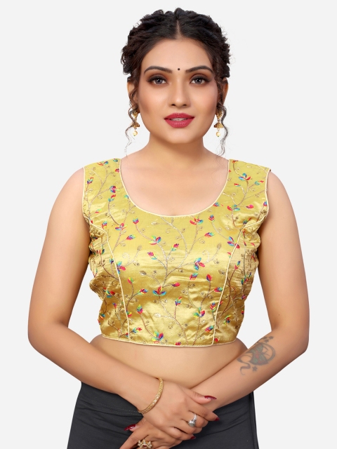 

SIRIL Gold Embroidered Silk Saree Blouse