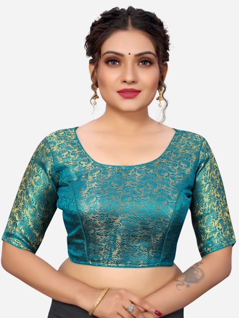 

SIRIL ]Blue Woven Design Readymade Saree Blouse
