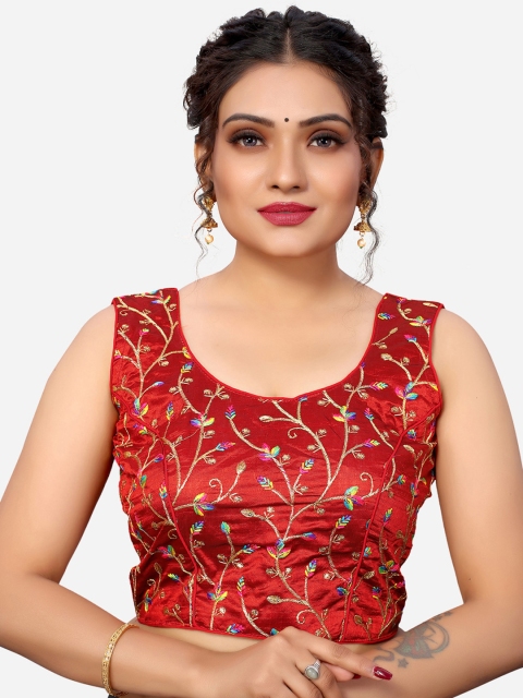 

SIRIL Maroon Embroidered Readymade Saree Blouse