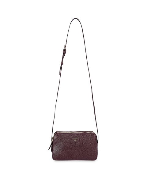 

Da Milano Burgundy Textured Leather Structured Sling Bag