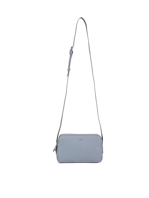 

Da Milano Blue Floral Printed Leather Structured Sling Bag with Tasselled