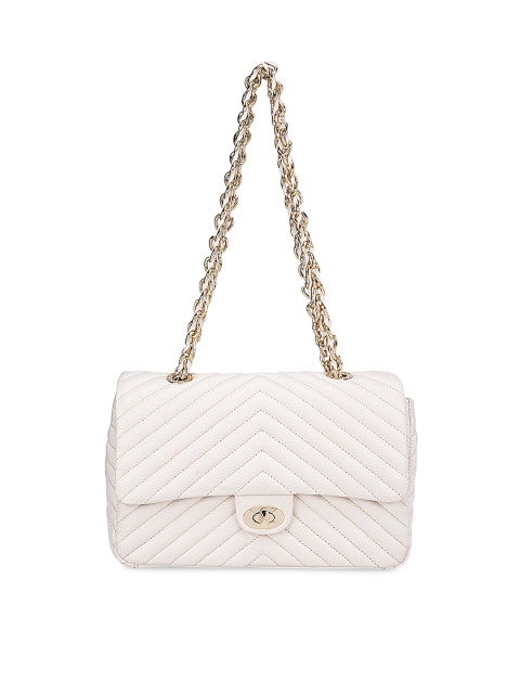 

Da Milano Women White Textured Leather Structured Shoulder Bag with Quilted