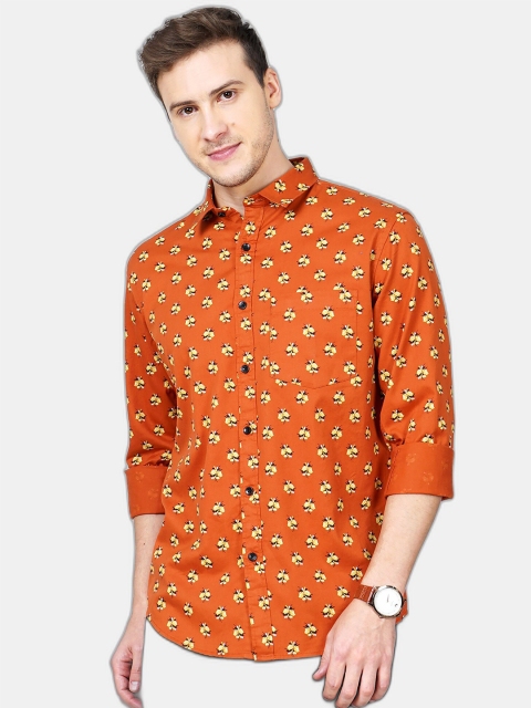 

SORATIA Men Orange Slim Fit Printed Casual Shirt