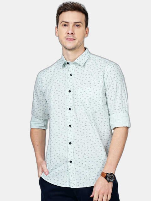 

SORATIA Men Green Slim Fit Printed Casual Shirt