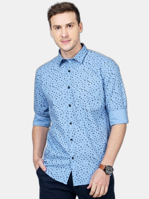 

SORATIA Men Blue Floral Printed Slim Fit Casual Shirt