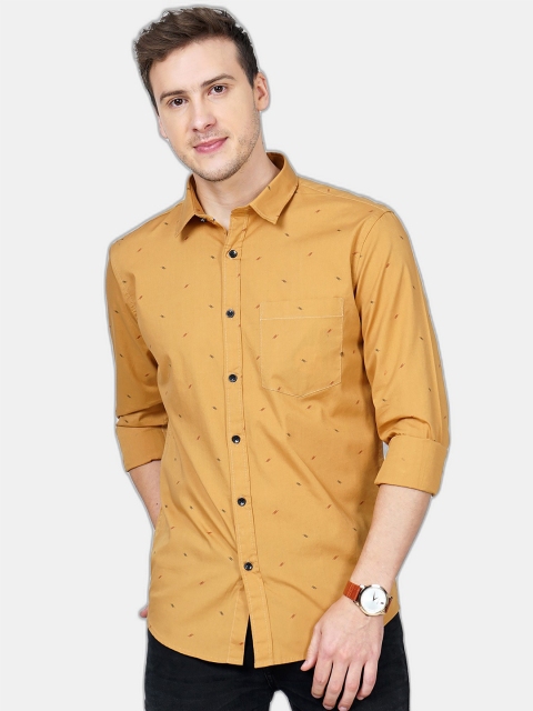

SORATIA Men Tan Brown Slim Fit Micro Ditsy Printed Cotton Casual Shirt