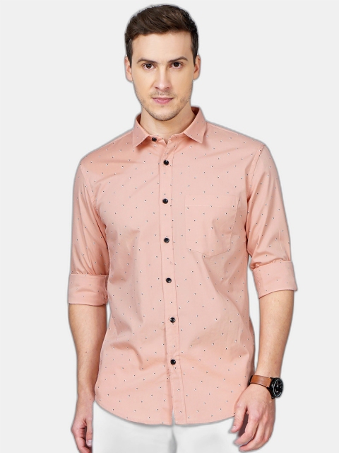 

SORATIA Men Peach-Coloured Printed Slim Fit Casual Shirt