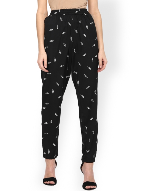 

MIWAY Black & White Printed Slim Fit Trousers