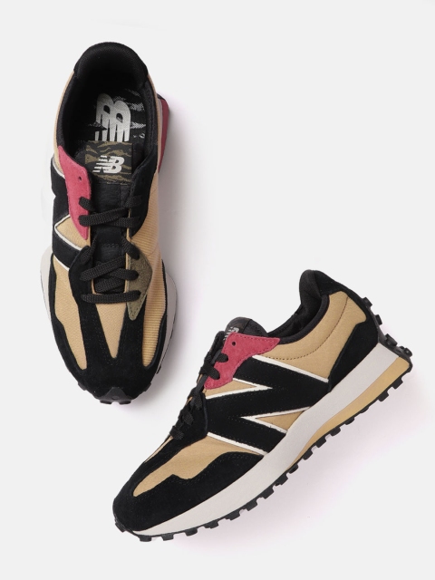 

New Balance Men Black & Brown Colourblocked Suede Sneakers