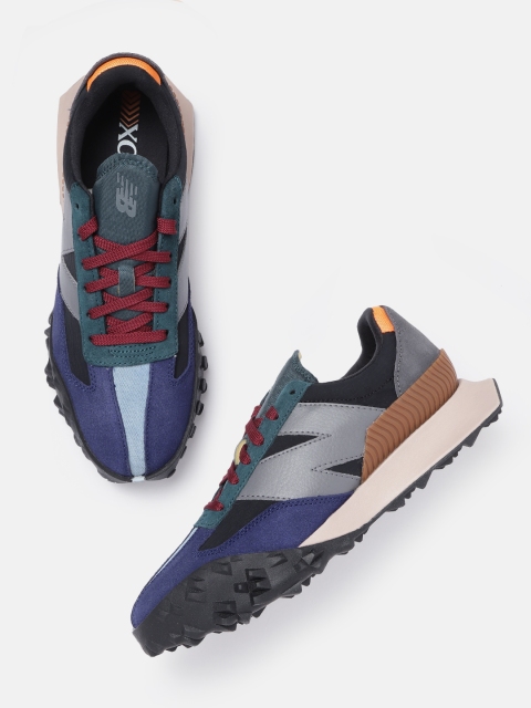 

New Balance Men Black & Blue Colourblocked Suede Sneakers