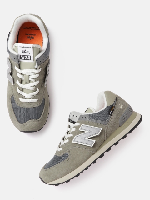 

New Balance Men Olive Green Solid Suede Sneakers