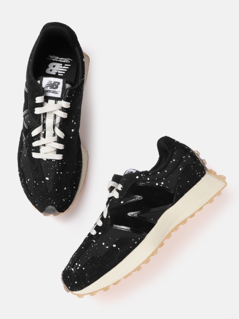 

New Balance Men Black & White Abstract Printed Driver Sneakers