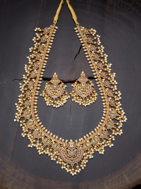 

Kushal's Fashion Jewellery Gold Plated Red Jewellery Set