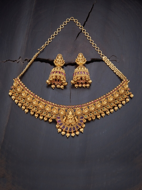 

Kushals Fashion Jewellery Pink & Green Gold-Plated Jewellery Set