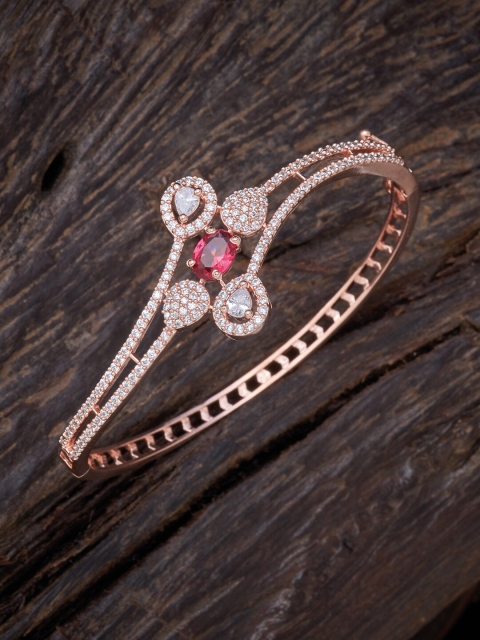 

Kushal's Fashion Jewellery Women Rose Gold & Red Cubic Zirconia Kada Bracelet