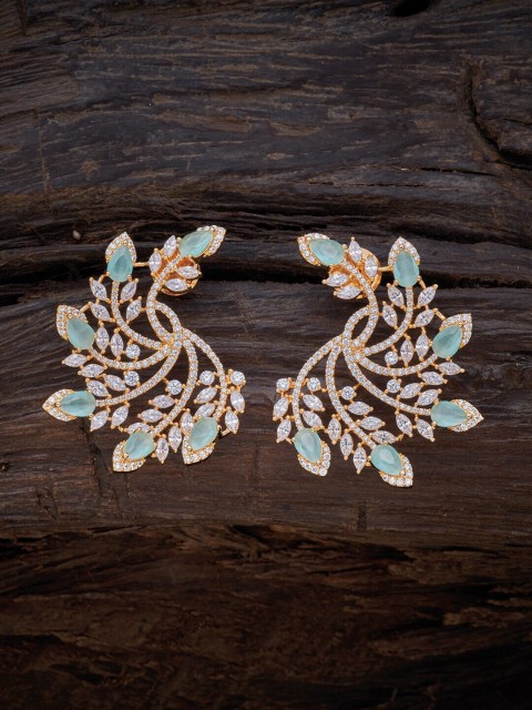 

Kushal's Fashion Jewellery Sea Green Floral Studs Earrings