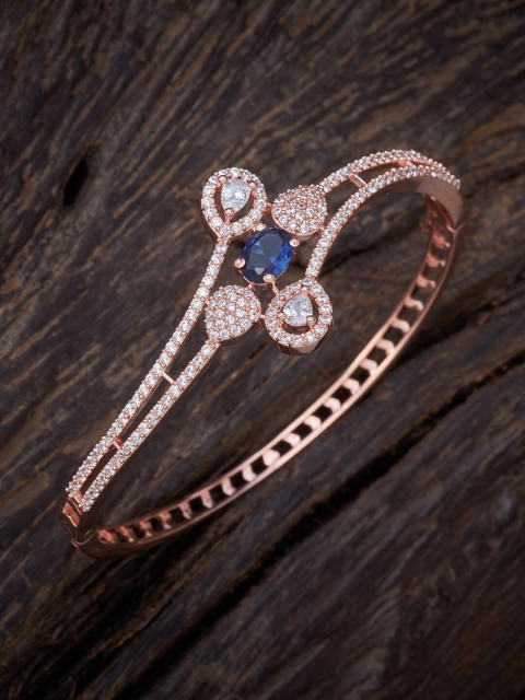 

Kushal's Fashion Jewellery Women Rose Gold Plated & Blue Cubic Zirconia Kada Bracelet