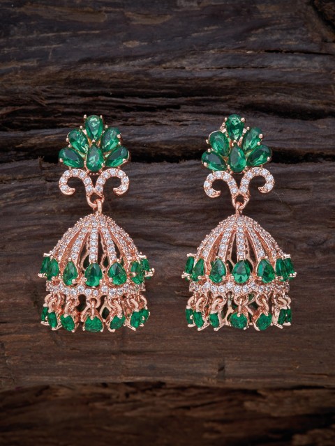 

Kushal's Fashion Jewellery Green Floral Jhumkas Earrings