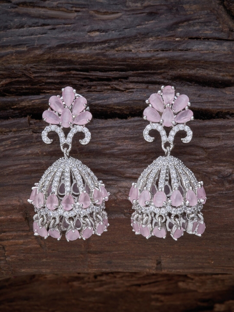 

Kushal's Fashion Jewellery Pink Floral Jhumkas Earrings