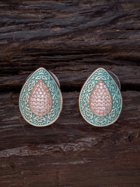 

Kushal's Fashion Jewellery White Teardrop Shaped Studs Earrings