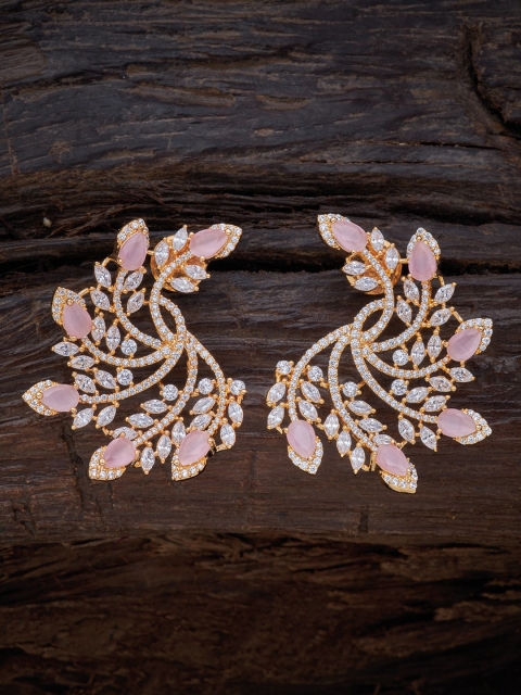 

Kushal's Fashion Jewellery Pink Gold-Plated Floral Studs Earrings