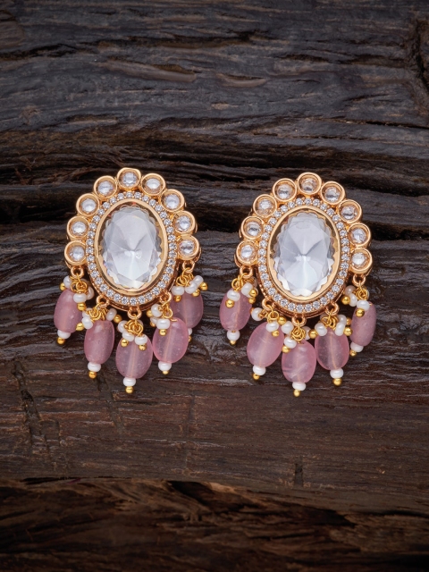 

Kushal's Fashion Jewellery Pink Oval Studs Earrings